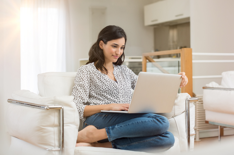 female student on laptop