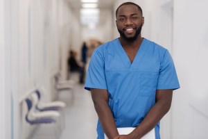 male nurse in scrubs
