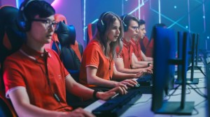 An esports team competing in a tournament.