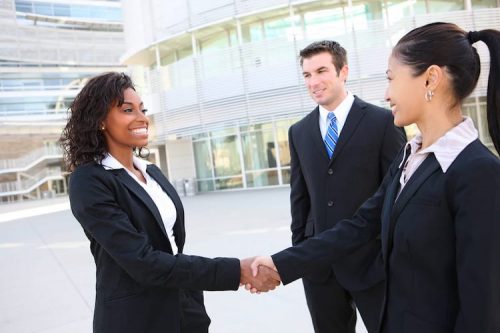 Business associates shake hand.