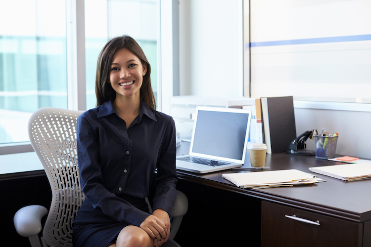 Female healthcare professional at desk