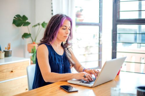 Person working in her desk.